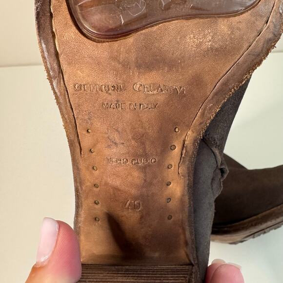 Officine Creative Brown Metallic Copper Leather Zip Ankle Bootie Size 40 Italy - Picture 7 of 9